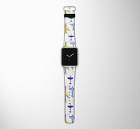 Thumbnail for Very Colourful Airplanes Designed Leather Apple Watch Straps