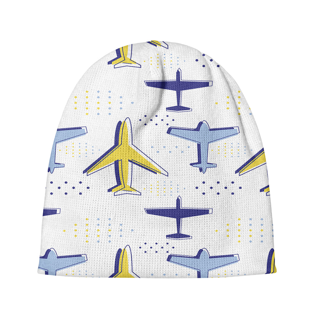 Very Colourful Airplanes Designed Knit 3D Beanies