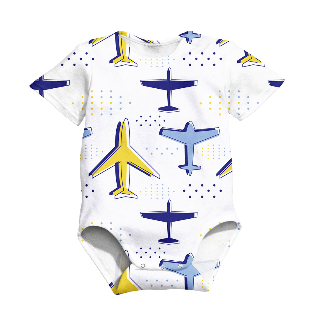 Very Colourful Airplanes Designed 3D Baby Bodysuits