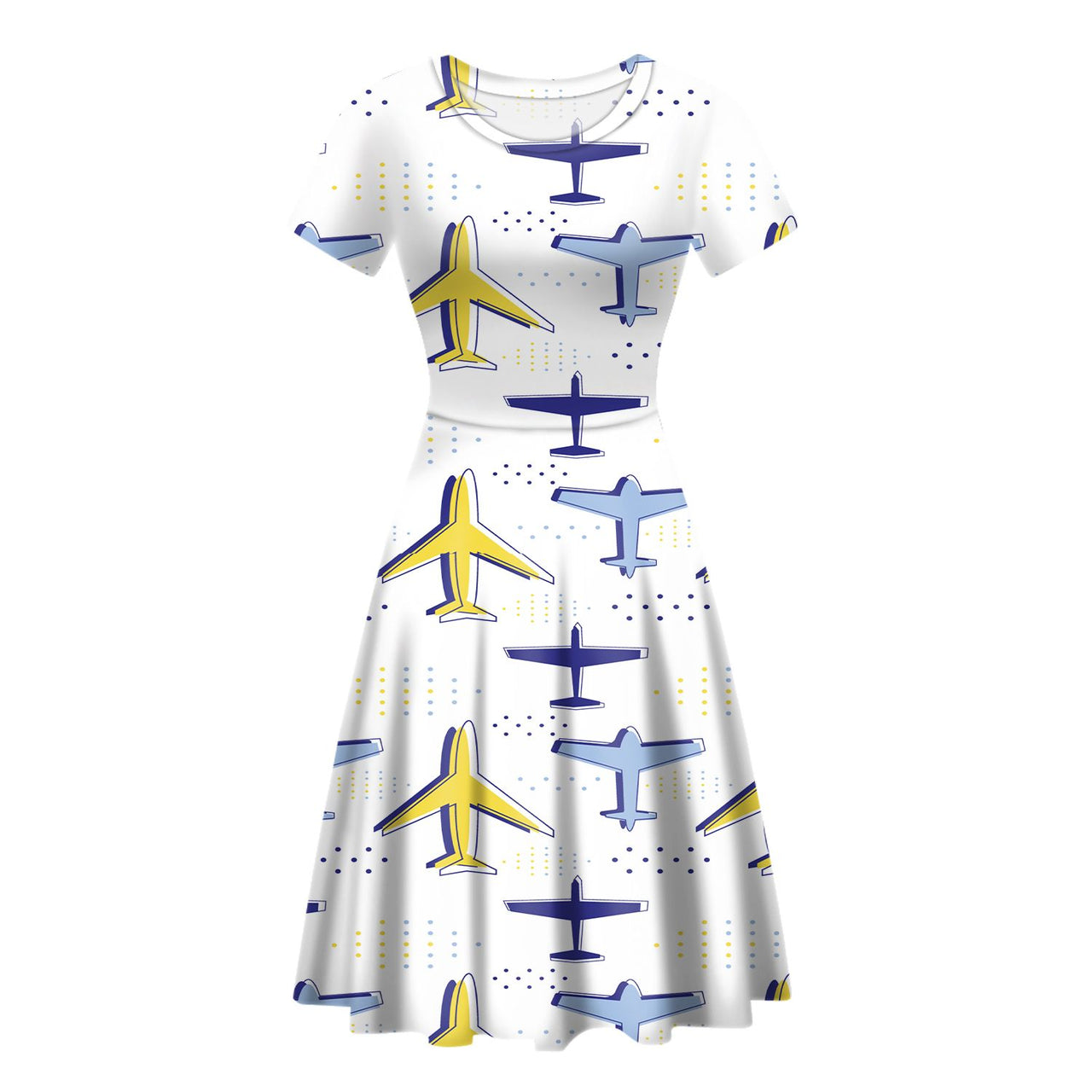 Very Colourful Airplanes Designed Women Midi Dress