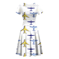 Thumbnail for Very Colourful Airplanes Designed Women Midi Dress