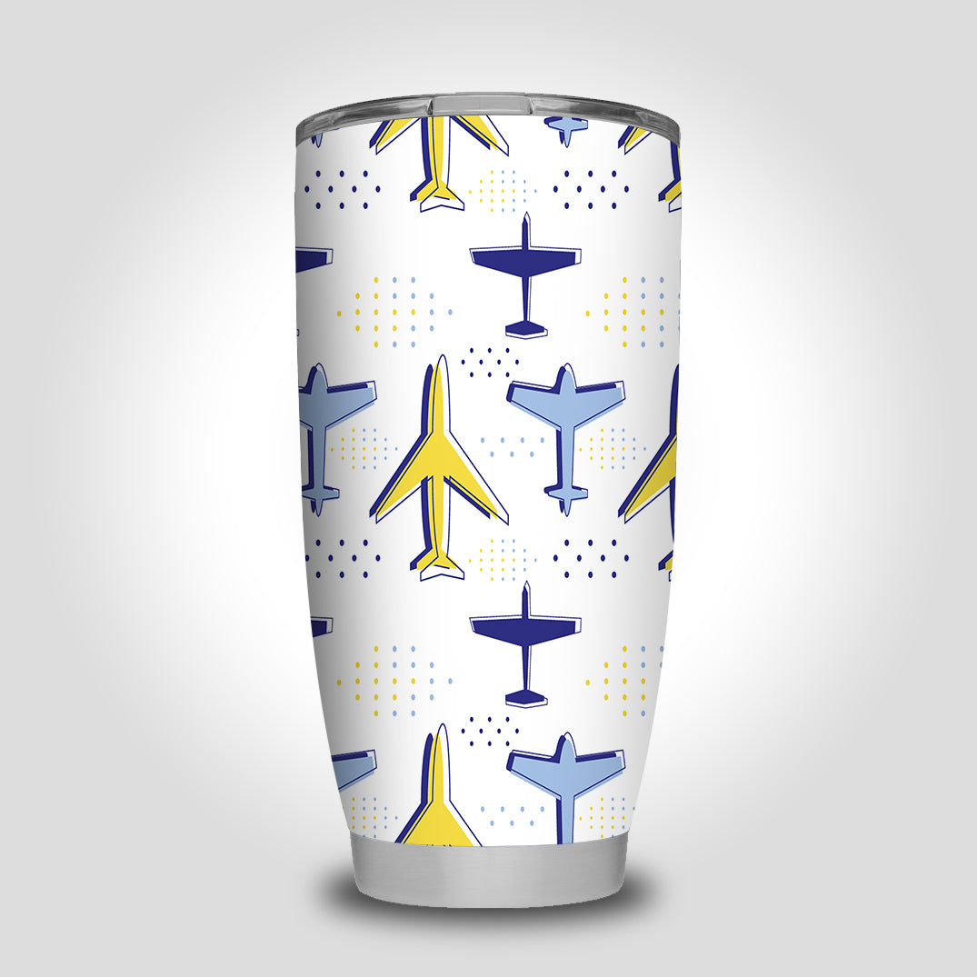 Very Colourful Airplanes Designed Tumbler Travel Mugs