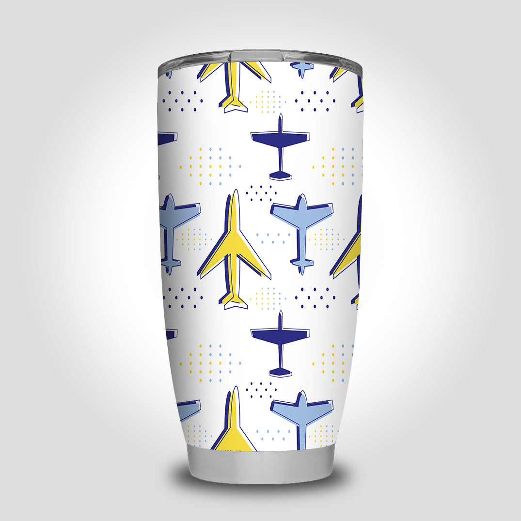 Very Colourful Airplanes Designed Tumbler Travel Mugs
