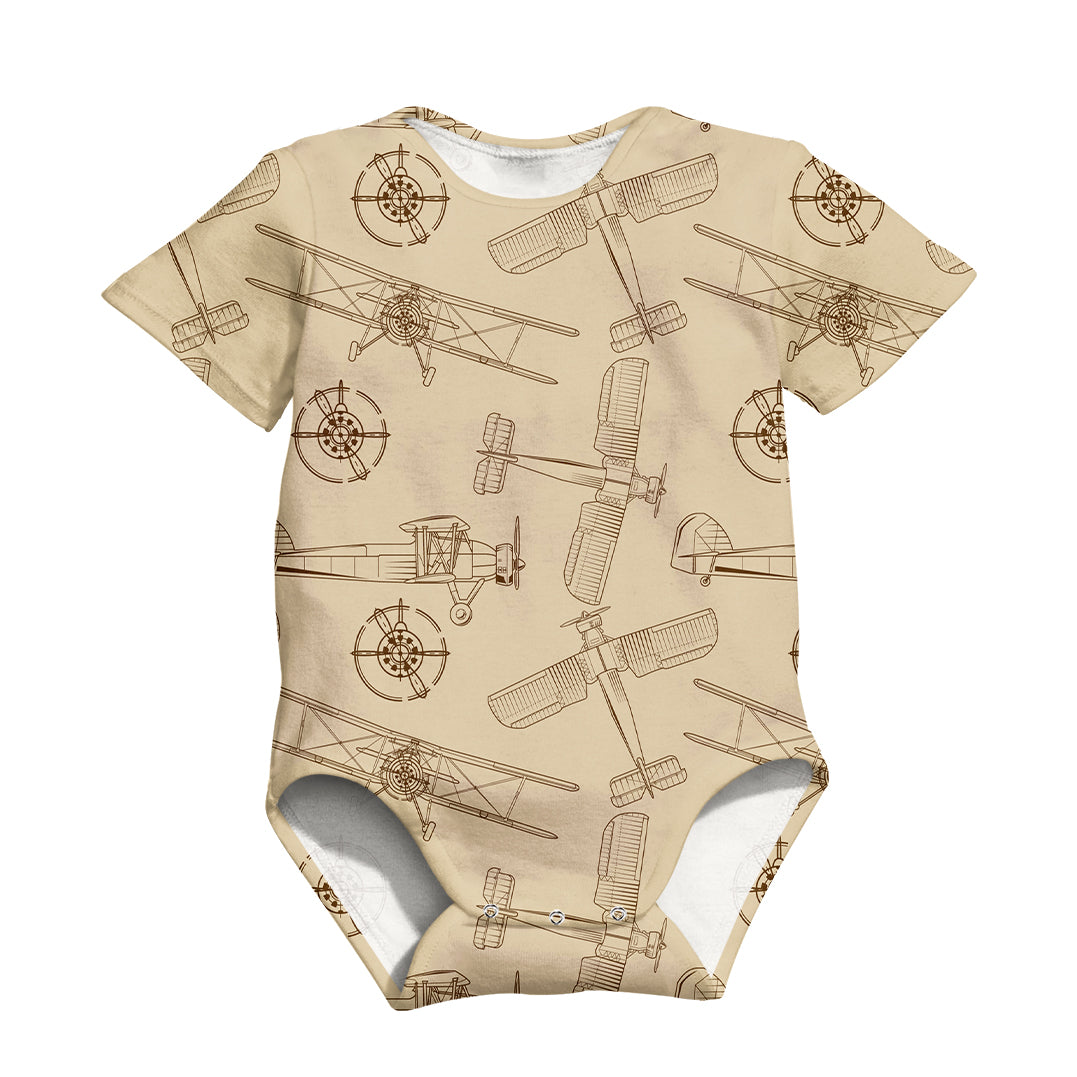Very Cool Vintage Planes Designed 3D Baby Bodysuits