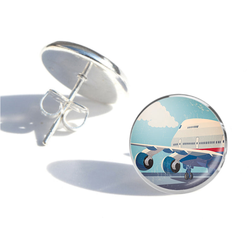 Vintage Boeing 747 Designed Stud Earrings