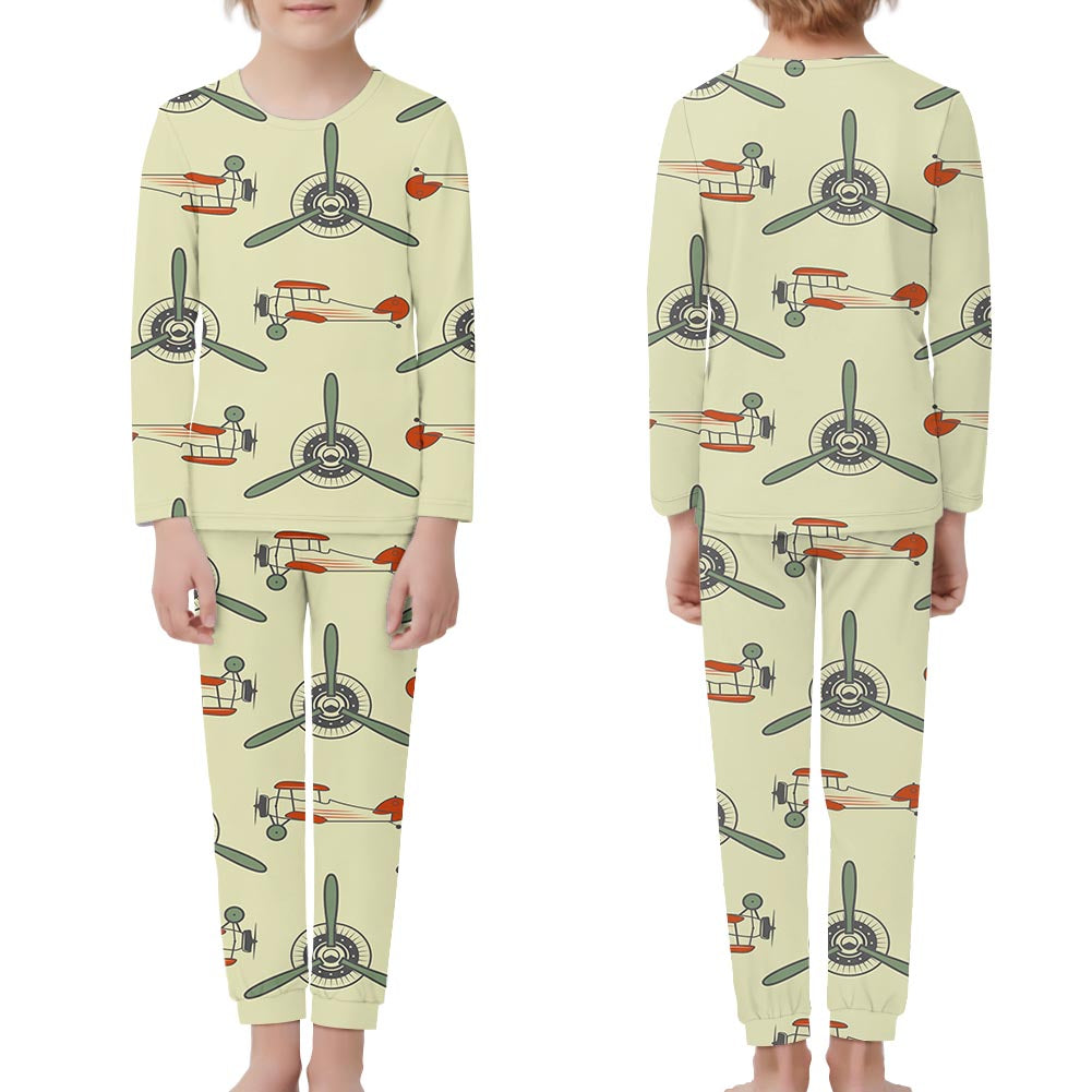 Vintage Old Airplane Designed "Children" Pijamas