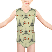 Thumbnail for Vintage Old Airplane Designed Kids Swimsuit