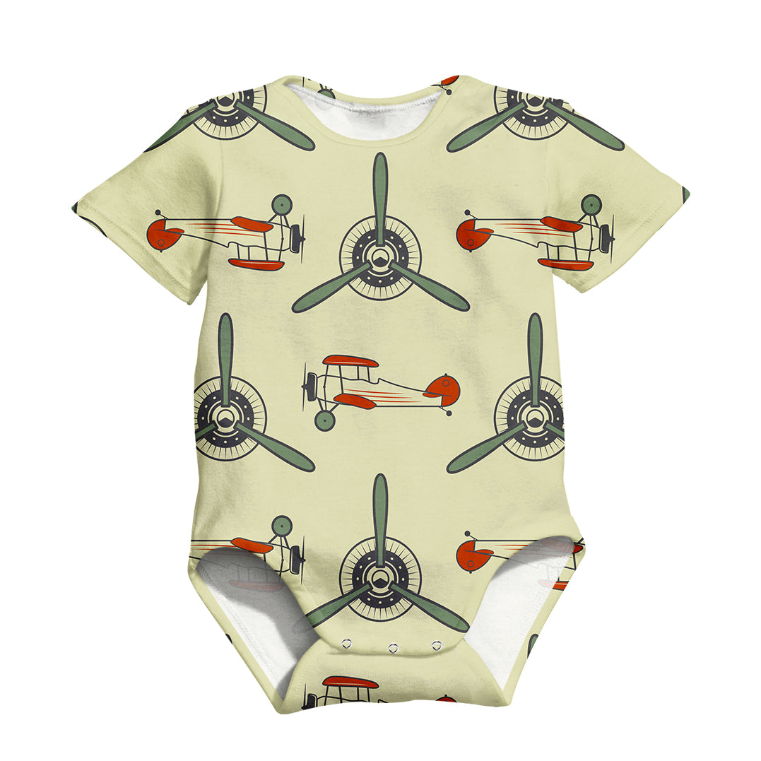 Vintage Old Airplane Designed 3D Baby Bodysuits