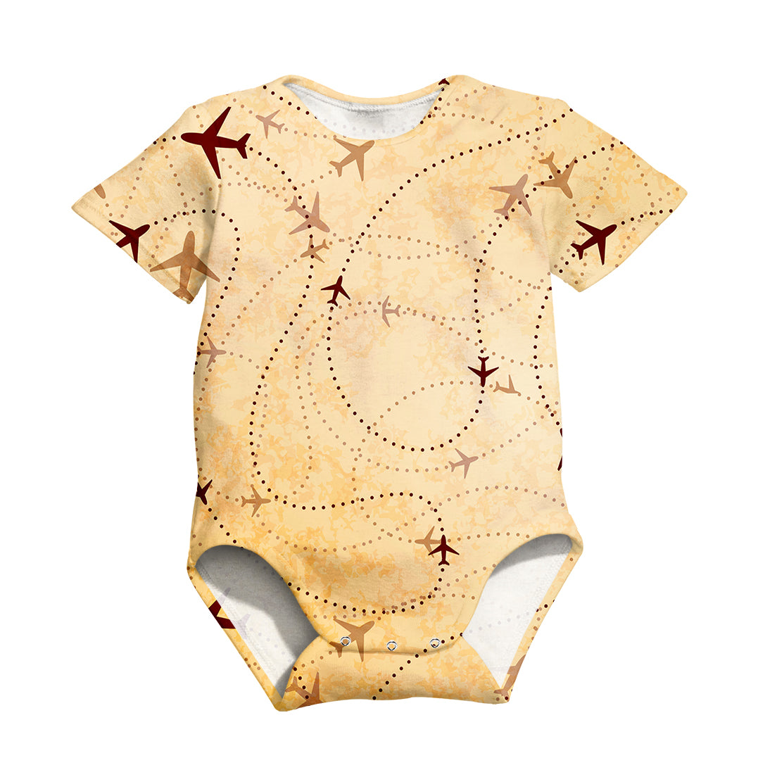 Vintage Travelling with Aircraft Designed 3D Baby Bodysuits
