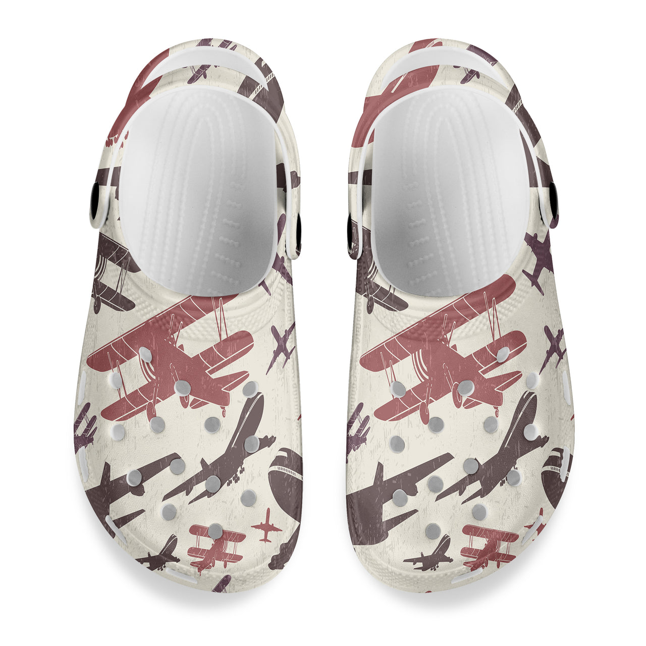 Vintage & Jumbo Airplanes Designed Hole Shoes & Slippers (MEN)