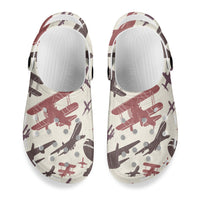 Thumbnail for Vintage & Jumbo Airplanes Designed Hole Shoes & Slippers (MEN)