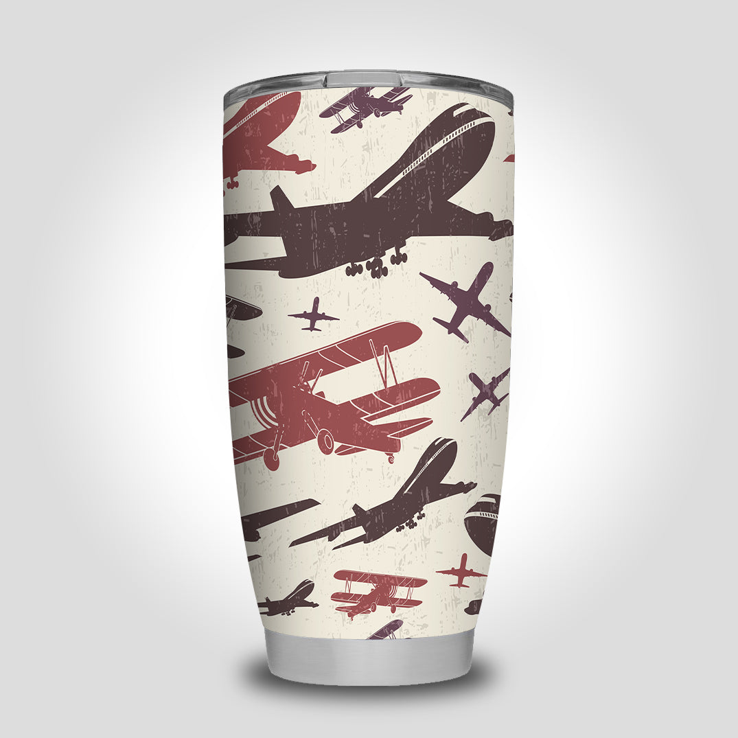 Vintage & Jumbo Airplanes Designed Tumbler Travel Mugs