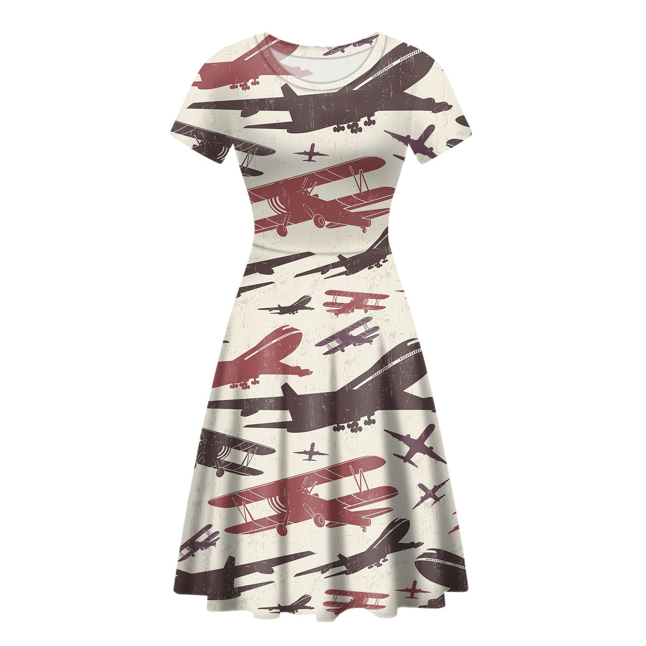 Vintage & Jumbo Airplanes Designed Women Midi Dress