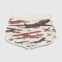 Thumbnail for Vintage & Jumbo Airplanes Designed Women Beach Style Shorts