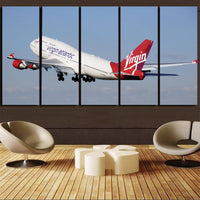 Thumbnail for Virgin Atlantic Boeing 747 Printed Canvas Prints (5 Pieces) Aviation Shop 
