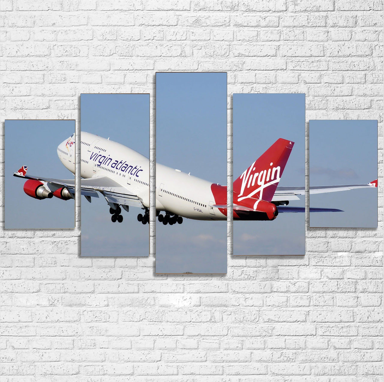Virgin Atlantic Boeing 747 Printed Multiple Canvas Poster Aviation Shop 
