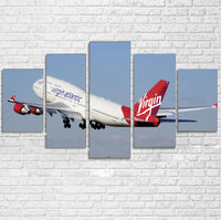Thumbnail for Virgin Atlantic Boeing 747 Printed Multiple Canvas Poster Aviation Shop 