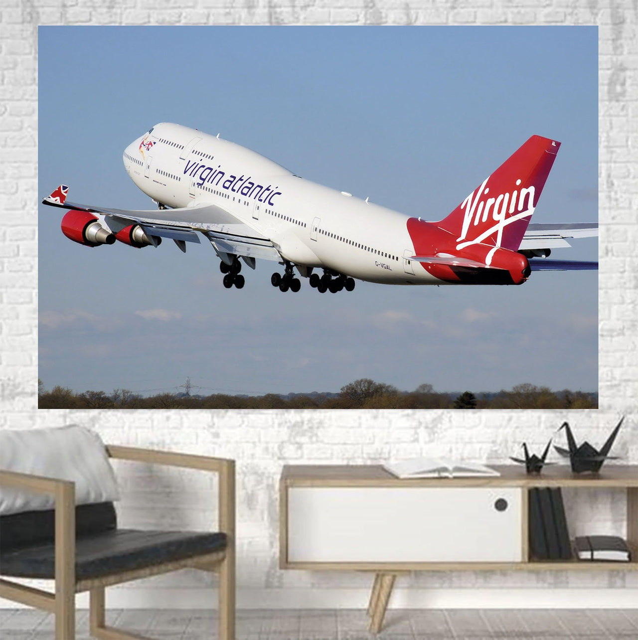 Virgin Atlantic Boeing 747 Printed Canvas Posters (1 Piece) Aviation Shop 