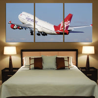 Thumbnail for Virgin Atlantic Boeing 747 Printed Canvas Posters (3 Pieces) Aviation Shop 