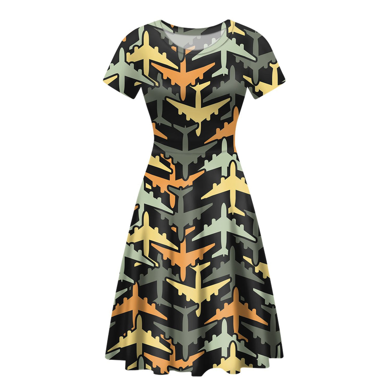 Volume 2 Super Colourful Airplanes Designed Women Midi Dress