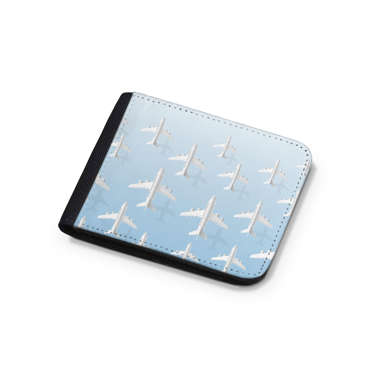 White Seamless Airplanes & Shadows Designed Wallets