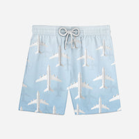 Thumbnail for White Seamless Airplanes & Shadows Designed Swim Trunks & Shorts