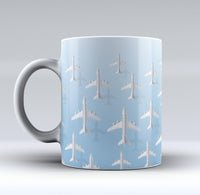 Thumbnail for White Seamless Airplanes & Shadows Designed Mugs