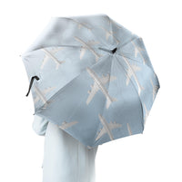 Thumbnail for White Seamless Airplanes & Shadows Designed Umbrella