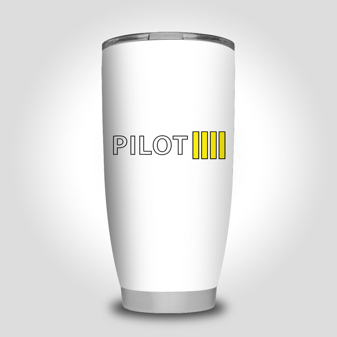 Pilot & Stripes (4 Lines) Designed Tumbler Travel Mugs