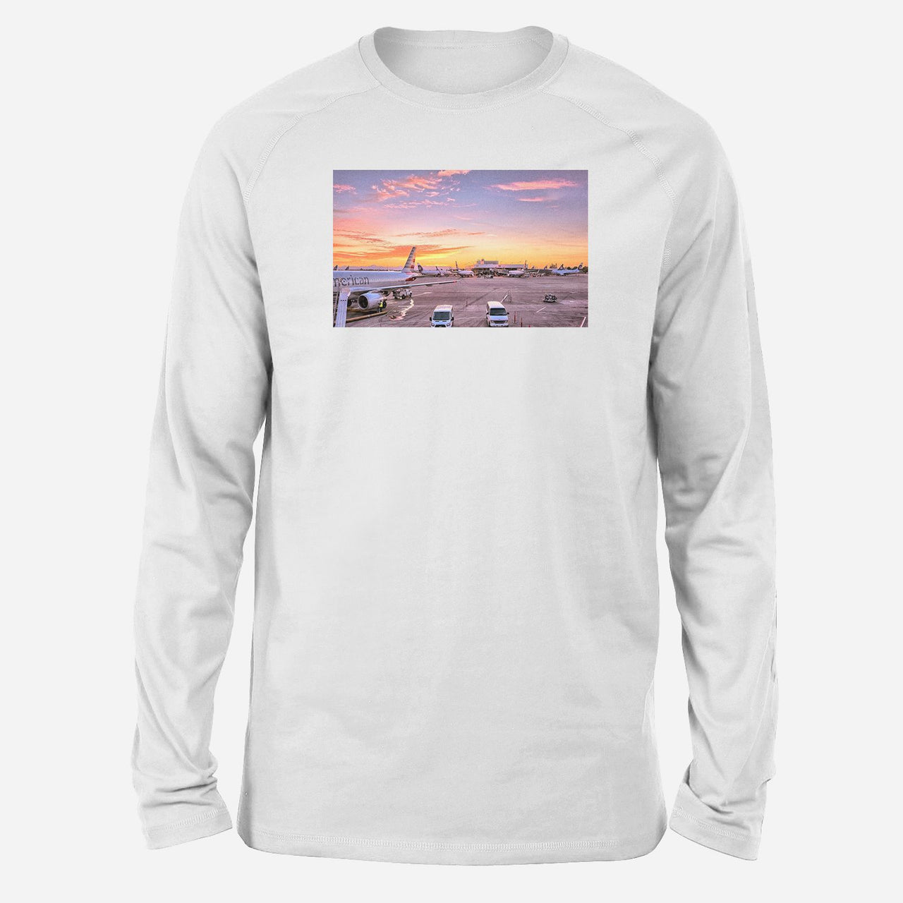 Airport Photo During Sunset Designed Long-Sleeve T-Shirts