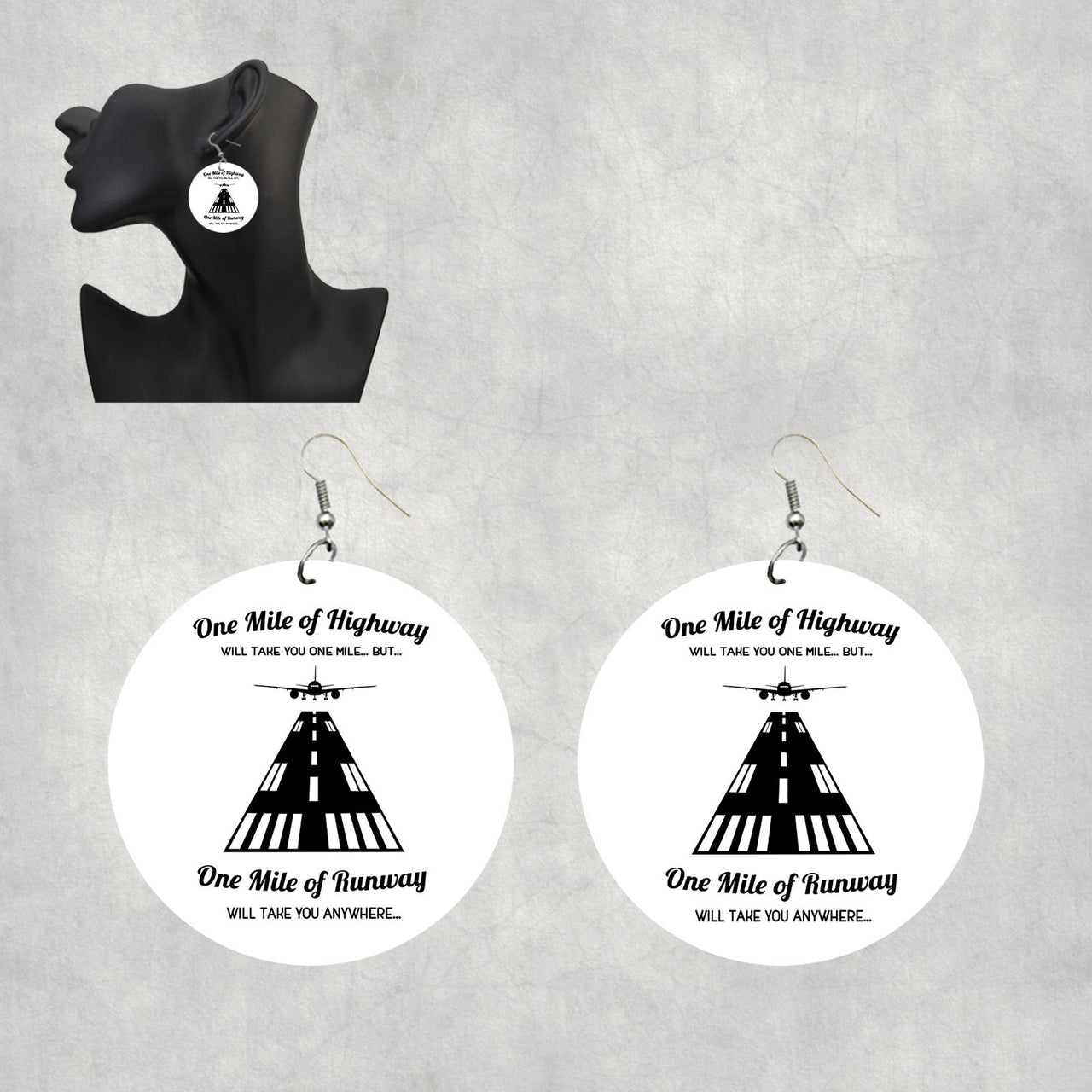 One Mile of Runway Will Take you Anywhere Designed Wooden Drop Earrings