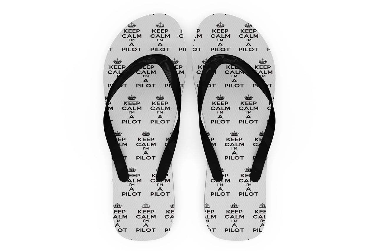 Keep Calm I'm a Pilot Designed Slippers (Flip Flops)