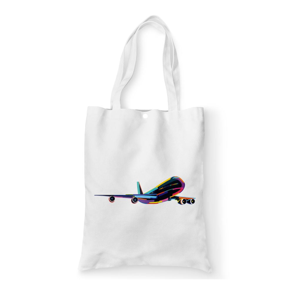 Multicolor Airplane Designed Tote Bags