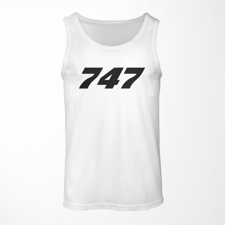 747 Flat Text Designed Tank Tops