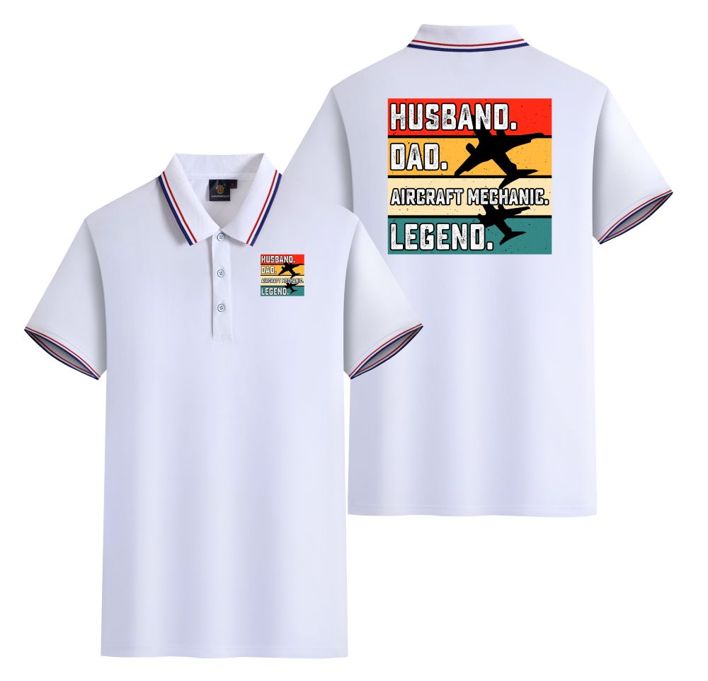 Husband & Dad & Aircraft Mechanic & Legend Designed Stylish Polo T-Shirts (Double-Side)