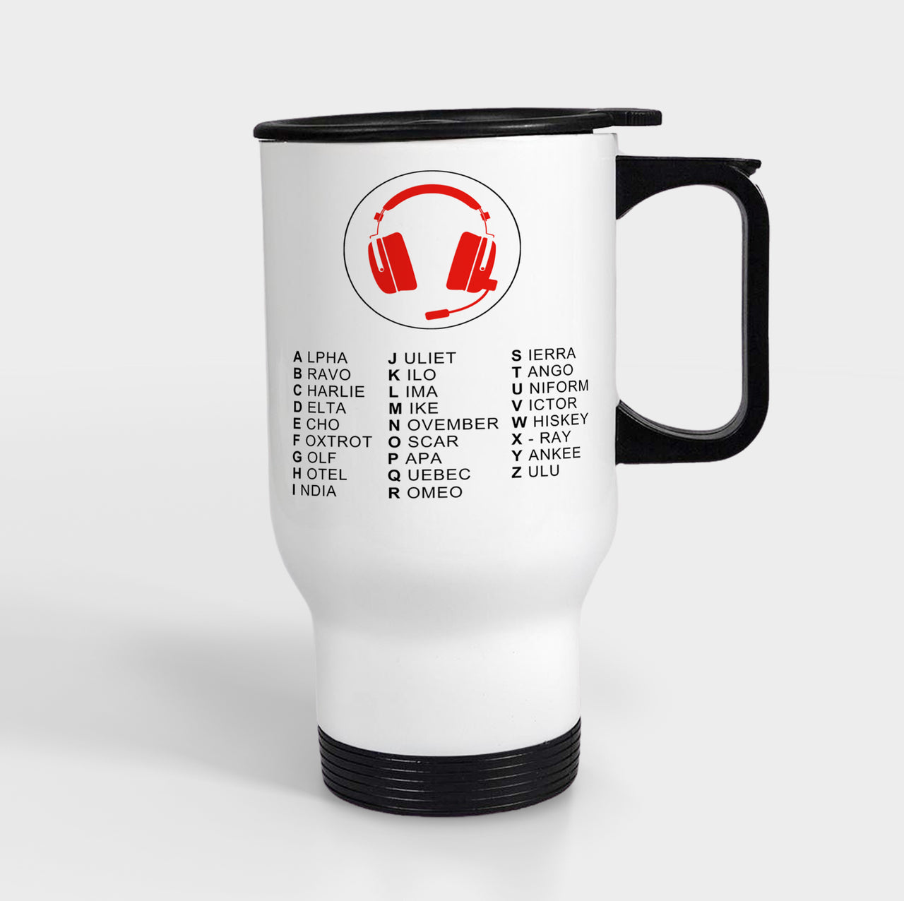Aviation Alphabet 3 Designed Travel Mugs (With Holder)