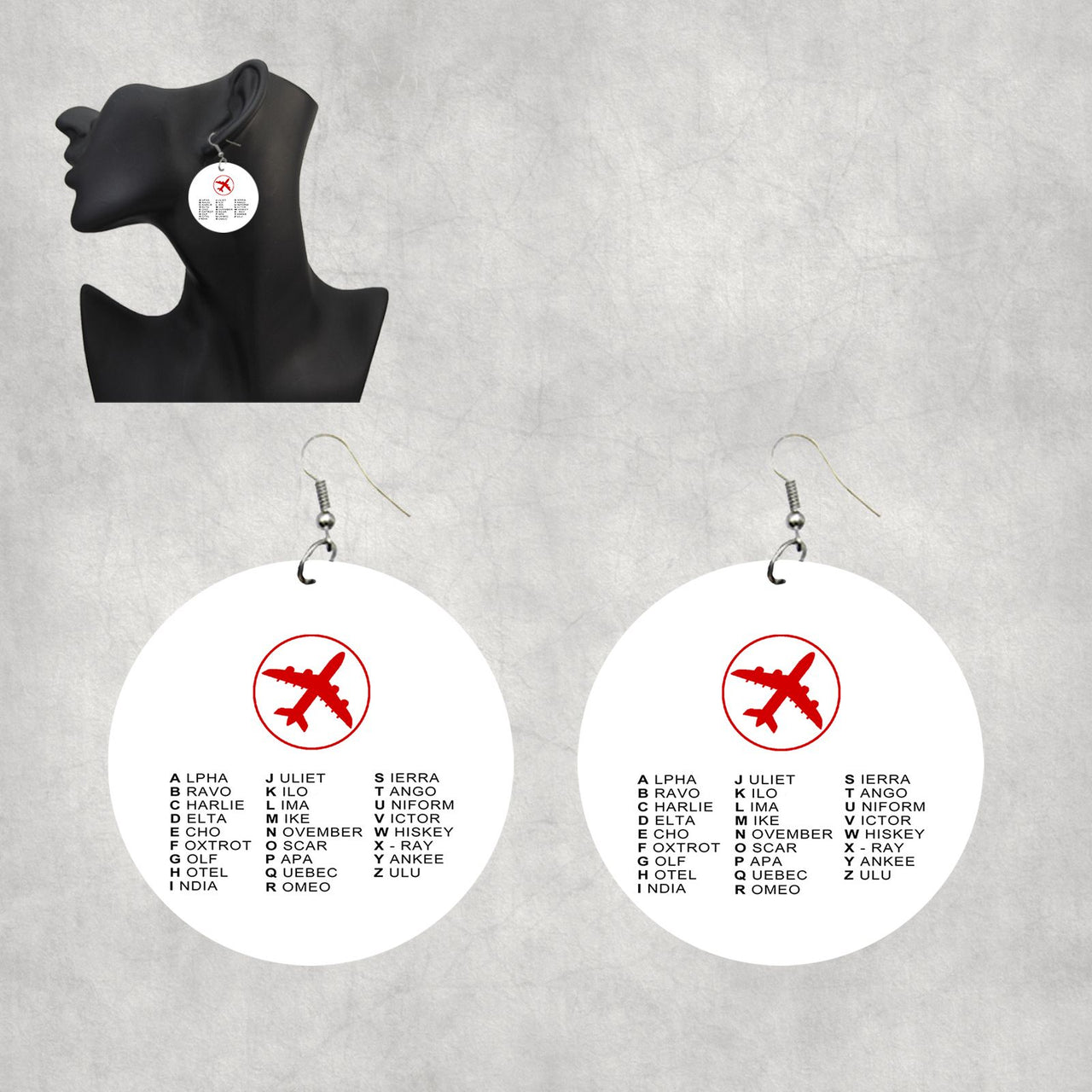 Aviation Alphabet 2 Designed Wooden Drop Earrings