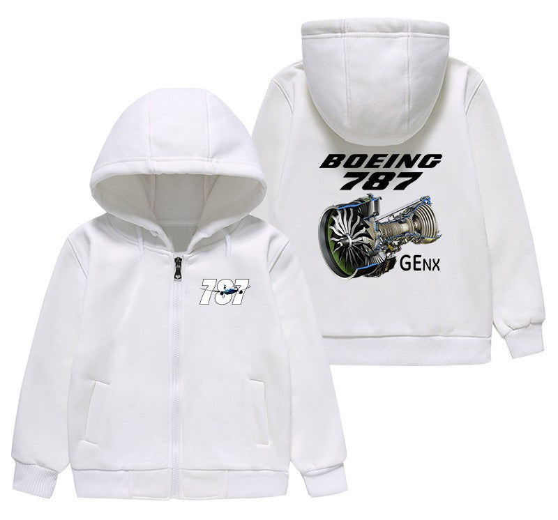 Boeing 787 & GENX Engine Designed "CHILDREN" Zipped Hoodies