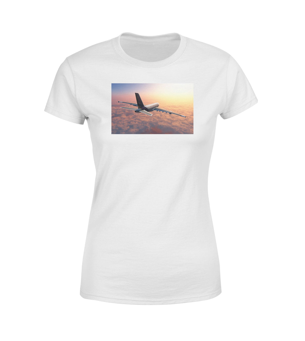 Super Cruising Airbus A380 over Clouds Designed Women T-Shirts