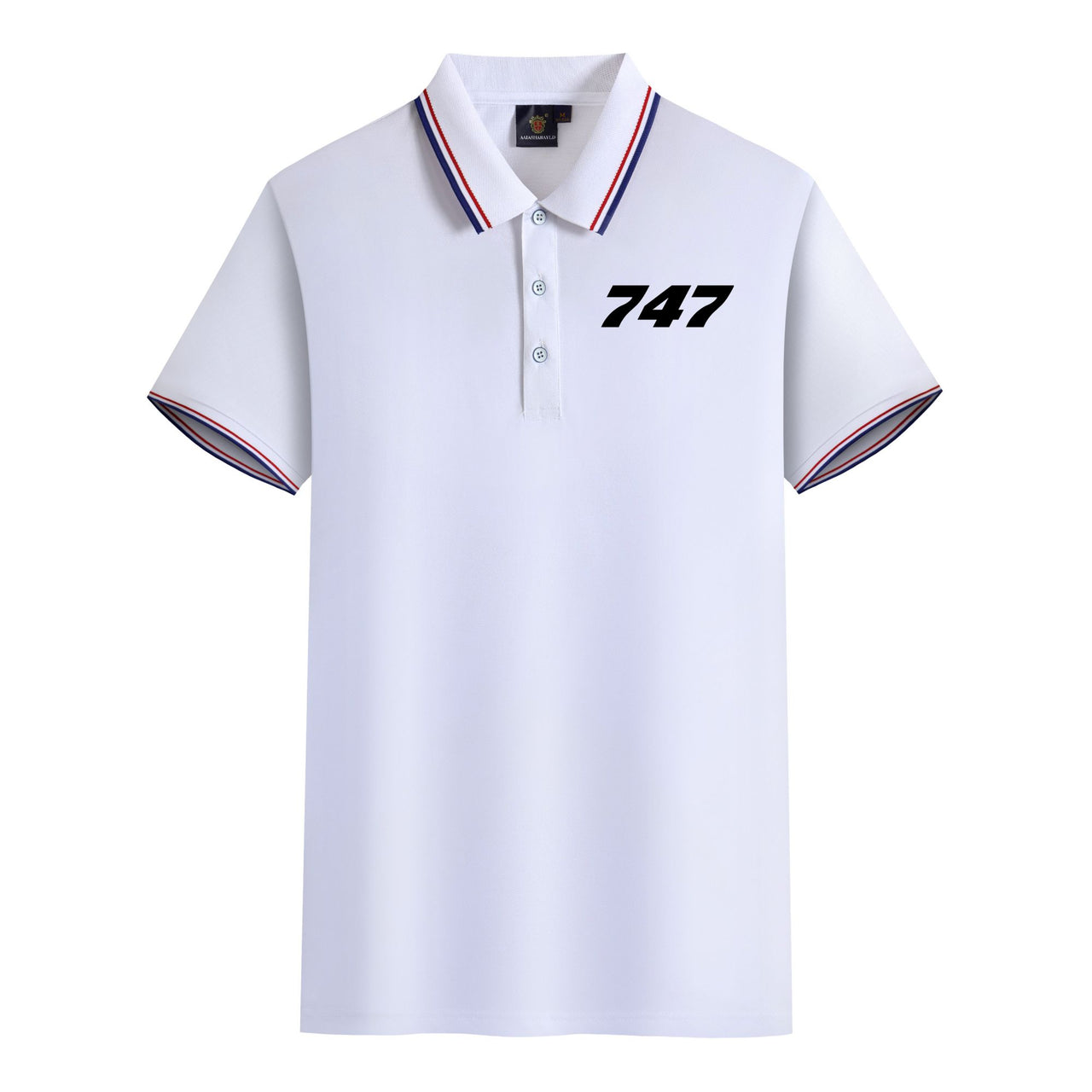 747 Flat Text Designed Stylish Polo T-Shirts