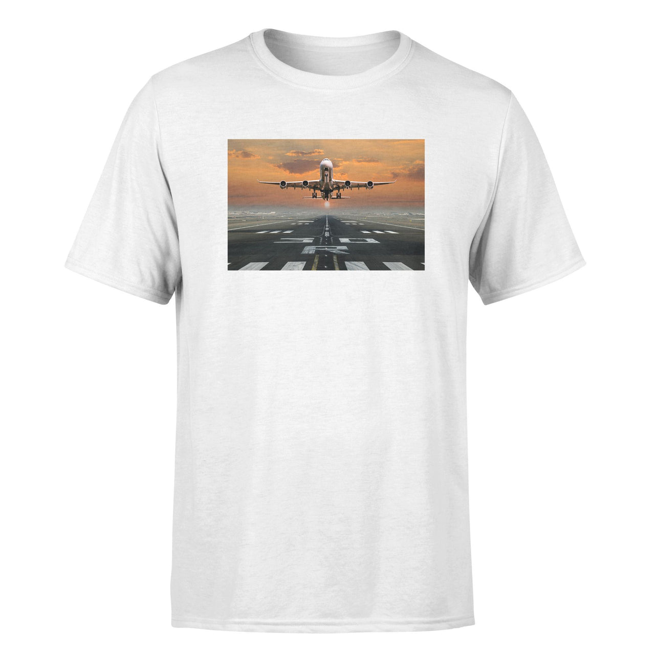 Aircraft Departing from RW30 Designed T-Shirts