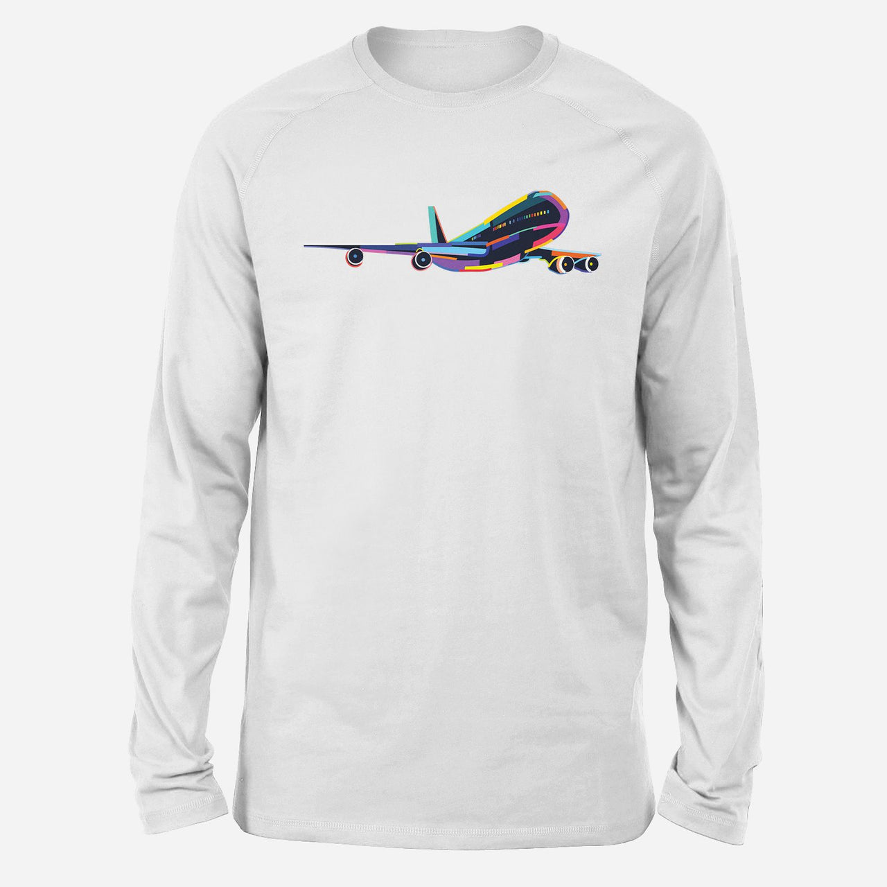Multicolor Airplane Designed Long-Sleeve T-Shirts