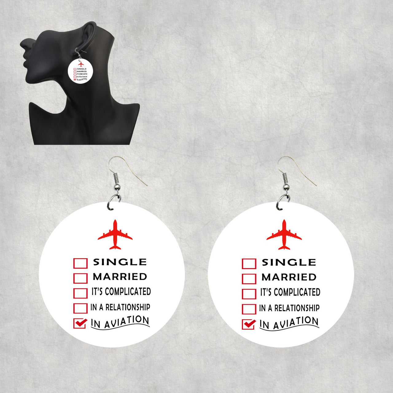 In Aviation Designed Wooden Drop Earrings