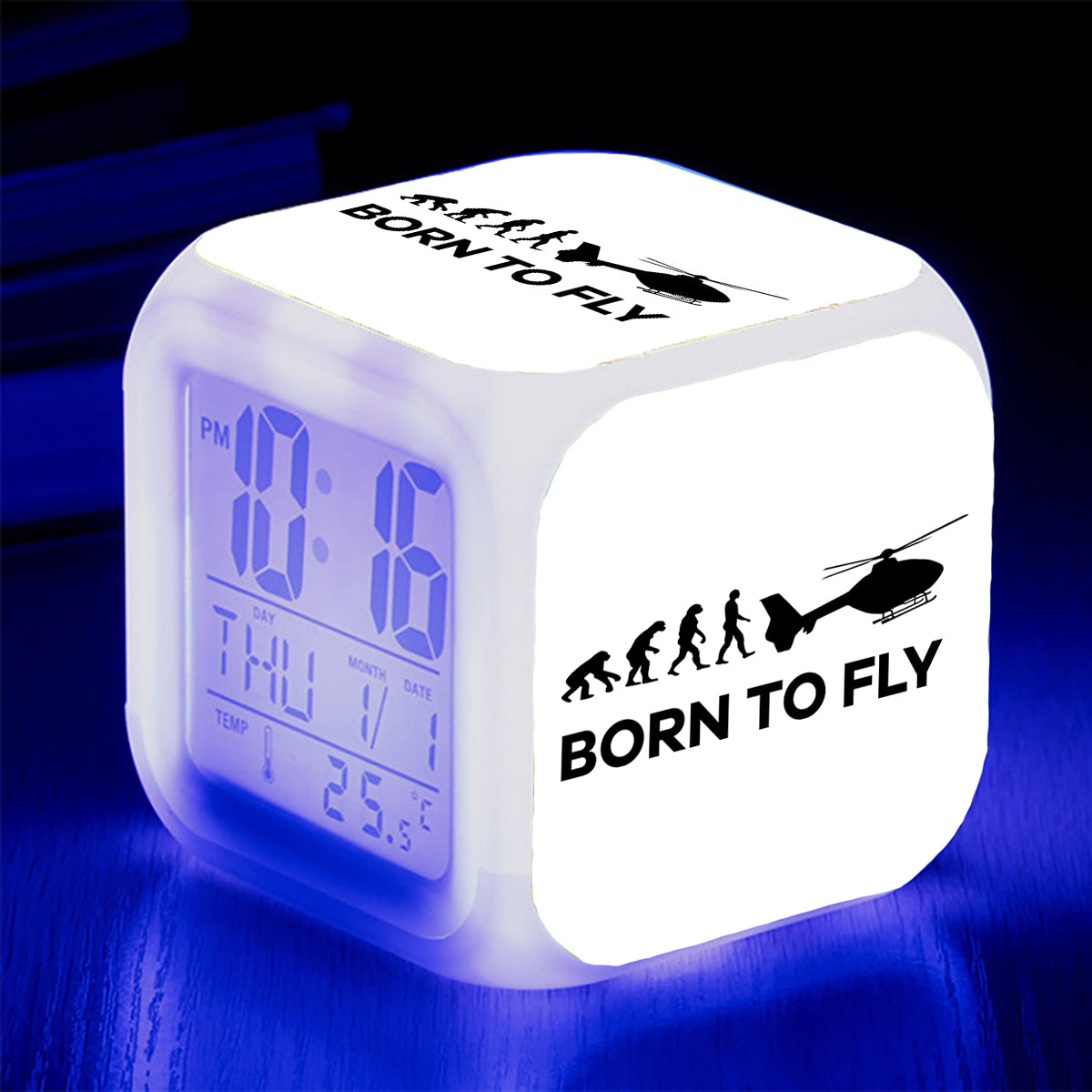 Born To Fly Helicopter Designed "7 Colour" Digital Alarm Clock