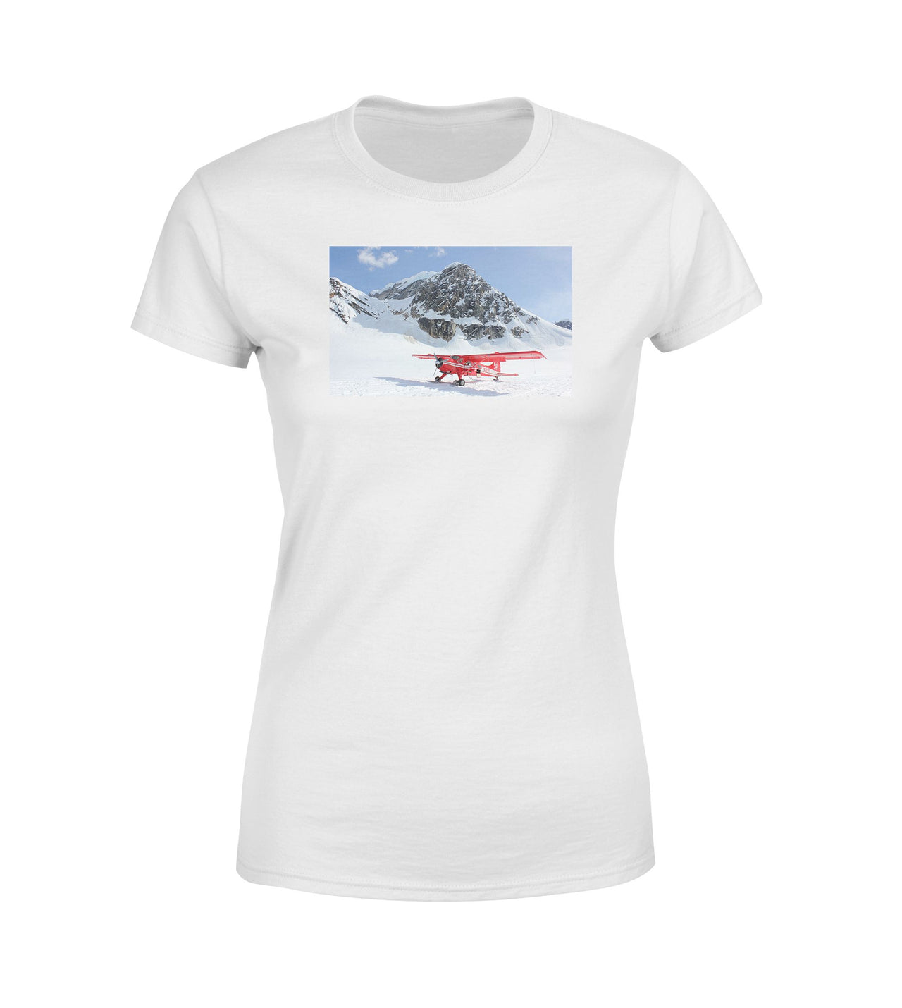 Amazing Snow Airplane Designed Women T-Shirts