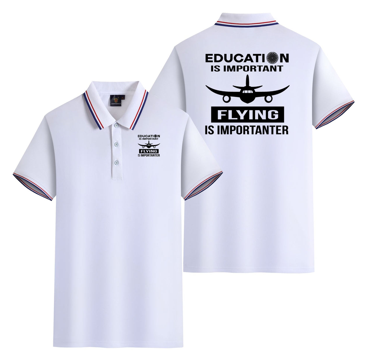 Flying is Importanter Designed Stylish Polo T-Shirts (Double-Side)