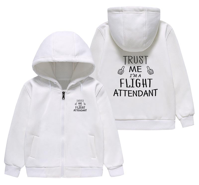 Trust Me I'm a Flight Attendant Designed "CHILDREN" Zipped Hoodies