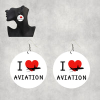 Thumbnail for I Love Aviation Designed Wooden Drop Earrings