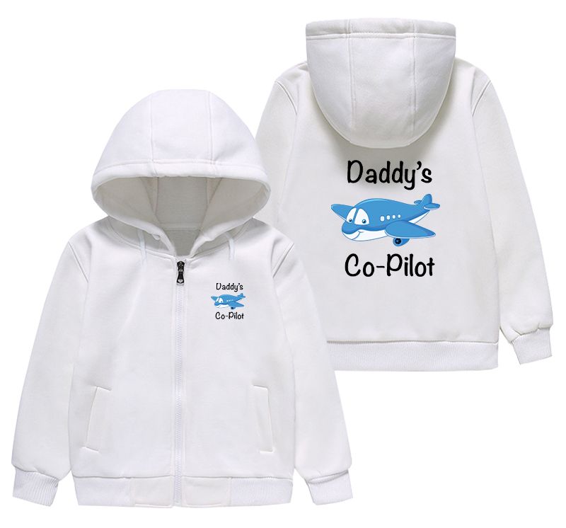 Daddy's Co-Pilot (Jet Airplane) Designed "CHILDREN" Zipped Hoodies