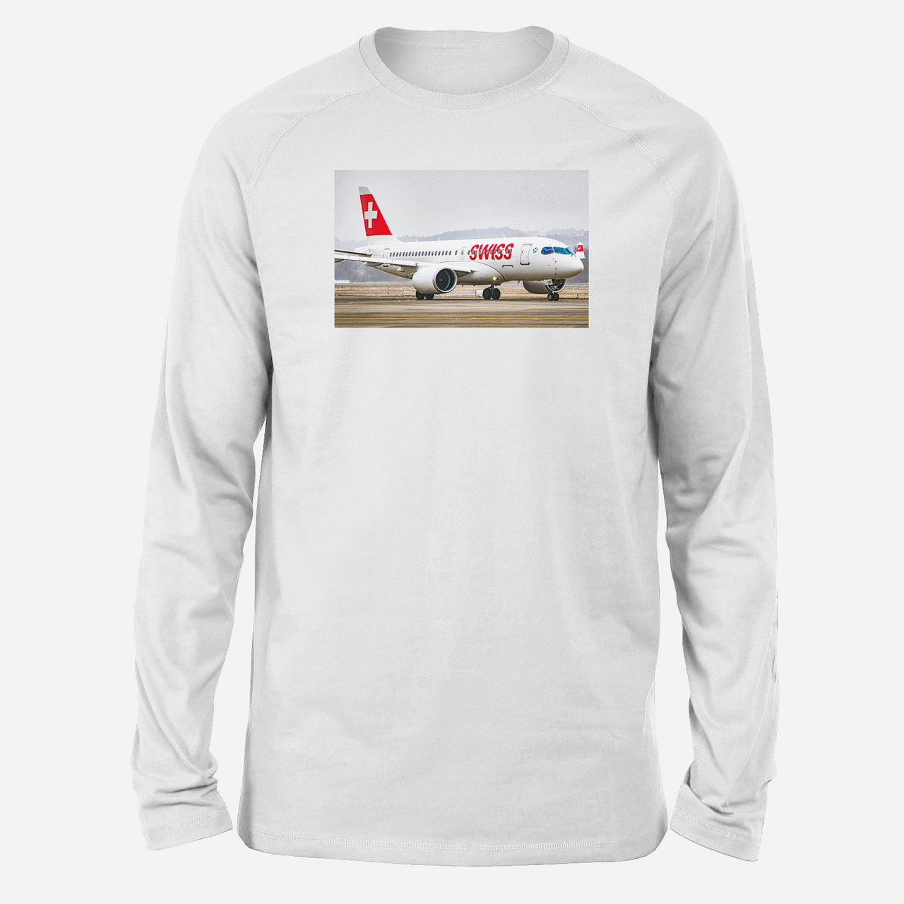 Swiss Airlines Bombardier CS100 Designed Long-Sleeve T-Shirts